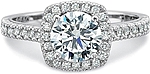 This image shows the setting with a 1.00ct round brilliant cut center diamond. The setting can be ordered to accommodate any shape/size diamond listed in the setting details section below.