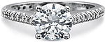This image shows the setting with a 1.00ct round brilliant cut center diamond. The setting can be ordered to accommodate any shape/size diamond listed in the setting details section below.