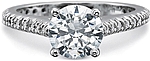 This image shows the setting with a 1.00ct round brilliant cut center diamond. The setting can be ordered to accommodate any shape/size diamond listed in the setting details section below. 