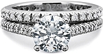 This image shows the setting with a 1.00ct round brilliant cut center diamond. The setting can be ordered to accommodate any shape/size diamond listed in the setting details section below.