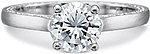 This image shows the setting with a 1.00ct round brilliant cut center diamond. The setting can be ordered to accommodate any shape/size diamond listed in the setting details section below.