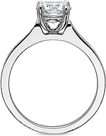This image shows the setting with a 1.00ct round brilliant cut center diamond. The setting can be ordered to accommodate any shape/size diamond listed in the setting details section below.