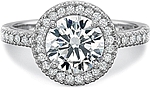 This image shows the setting with a 1.50ct round brilliant cut center diamond. The setting can be ordered to accommodate any shape/size diamond listed in the setting details section below.