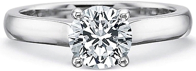 This image shows the setting with a 1.00ct round brilliant cut center diamond. The setting can be ordered to accommodate any shape/size diamond listed in the setting details section below.