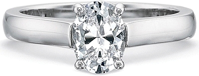 This image shows the setting with a 1.00ct oval cut center diamond. The setting can be ordered to accommodate any shape/size diamond listed in the setting details section below.