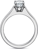 This image shows the setting with a 1.00ct oval cut center diamond. The setting can be ordered to accommodate any shape/size diamond listed in the setting details section below.