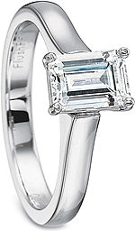 This image shows the setting with a 1.00ct emerald cut center diamond. The setting can be ordered to accommodate any shape/size diamond listed in the setting details section below.