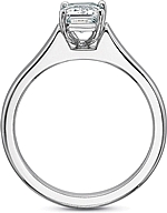 This image shows the setting with a 1.00ct emerald cut center diamond. The setting can be ordered to accommodate any shape/size diamond listed in the setting details section below.