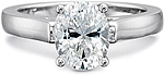 This image shows the setting with a 2.00ct oval cut center diamond. The setting can be ordered to accommodate any shape/size diamond listed in the setting details section below.