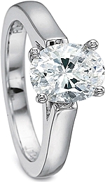 This image shows the setting with a 2.00ct oval cut center diamond. The setting can be ordered to accommodate any shape/size diamond listed in the setting details section below.
