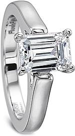 This image shows the setting with a 1.50ct emerald cut center diamond. The setting can be ordered to accommodate any shape/size diamond listed in the setting details section below.
