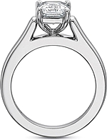 This image shows the setting with a 1.50ct emerald cut center diamond. The setting can be ordered to accommodate any shape/size diamond listed in the setting details section below.