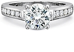This image shows the setting with a 1.00ct round brilliant cut center diamond. The setting can be ordered to accommodate any shape/size diamond listed in the setting details section below.