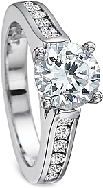 This image shows the setting with a 1.00ct round brilliant cut center diamond. The setting can be ordered to accommodate any shape/size diamond listed in the setting details section below.