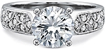 This image shows the setting with a 1.00ct round brilliant cut center diamond. The setting can be ordered to accommodate any shape/size diamond listed in the setting details section below.