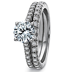 This image shows the setting with a round center diamond. The setting can be ordered to accommodate any shape/size diamond listed in the setting details section below. The matching wedding band is sold separately. 