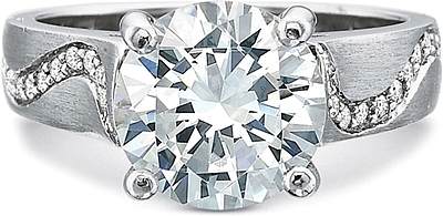 This image shows the setting with a 1.00ct round brilliant cut center diamond. The setting can be ordered to accommodate any shape/size diamond listed in the setting details section below.