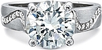 This image shows the setting with a 1.00ct round brilliant cut center diamond. The setting can be ordered to accommodate any shape/size diamond listed in the setting details section below.