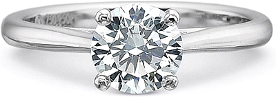 This image shows the setting with a 1.00ct round brilliant cut center diamond. The setting can be ordered to accommodate any shape/size diamond listed in the setting details section below.