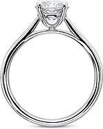 This image shows the setting with a 1.00ct round brilliant cut center diamond. The setting can be ordered to accommodate any shape/size diamond listed in the setting details section below.