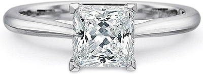This image shows the setting with a 1.00ct princess cut center diamond. The setting can be ordered to accommodate any shape/size diamond listed in the setting details section below.