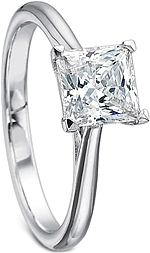 This image shows the setting with a 1.00ct princess cut center diamond. The setting can be ordered to accommodate any shape/size diamond listed in the setting details section below.