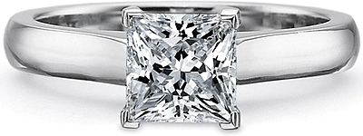 This image shows the setting with a 1.00ct princess cut center diamond. The setting can be ordered to accommodate any shape/size diamond listed in the setting details section below.