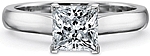 This image shows the setting with a 1.00ct princess cut center diamond. The setting can be ordered to accommodate any shape/size diamond listed in the setting details section below.