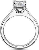 This image shows the setting with a 1.00ct princess cut center diamond. The setting can be ordered to accommodate any shape/size diamond listed in the setting details section below.