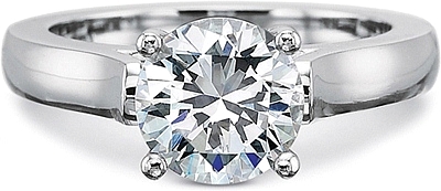 This image shows the setting with a 2.00ct round brilliant cut center diamond. The setting can be ordered to accommodate any shape/size diamond listed in the setting details section below.