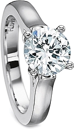 This image shows the setting with a 2.00ct round brilliant cut center diamond. The setting can be ordered to accommodate any shape/size diamond listed in the setting details section below.
