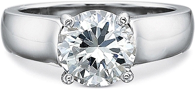 This image shows the setting with a 2.50ct round brilliant cut center diamond. The setting can be ordered to accommodate any shape/size diamond listed in the setting details section below. 