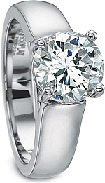 This image shows the setting with a 2.50ct round brilliant cut center diamond. The setting can be ordered to accommodate any shape/size diamond listed in the setting details section below.