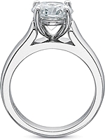 This image shows the setting with a 2.50ct round brilliant cut center diamond. The setting can be ordered to accommodate any shape/size diamond listed in the setting details section below.