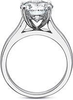 This image shows the setting with a 3.00ct oval cut center diamond. The setting can be ordered to accommodate any shape/size diamond listed in the setting details section below.