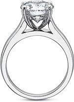 This image shows the setting with a 3.00ct oval cut center diamond. The setting can be ordered to accommodate any shape/size diamond listed in the setting details section below.
