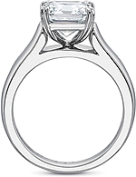 This image shows the setting with a 3.00ct asscher cut center diamond. The setting can be ordered to accommodate any shape/size diamond listed in the setting details section below.