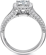 This image shows the setting with a .50ct princess cut center diamond. The setting can be ordered to accommodate any shape/size diamond listed in the setting details section below.
