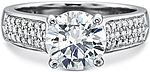 This image shows the setting with a 1.00ct round brilliant cut center diamond. The setting can be ordered to accommodate any shape/size diamond listed in the setting details section below.