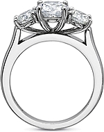 This image shows the setting with a 1.00ct round brilliant cut center diamond. The setting can be ordered to accommodate any shape/size diamond listed in the setting details section below.