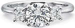 This image shows the setting with a 1.00ct round brilliant cut center diamond. The setting can be ordered to accommodate any shape/size diamond listed in the setting details section below.