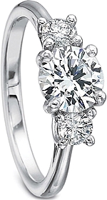 This image shows the setting with a 1.00ct round brilliant cut center diamond. The setting can be ordered to accommodate any shape/size diamond listed in the setting details section below.