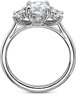 This image shows the setting with a 1.00ct round brilliant cut center diamond. The setting can be ordered to accommodate any shape/size diamond listed in the setting details section below.