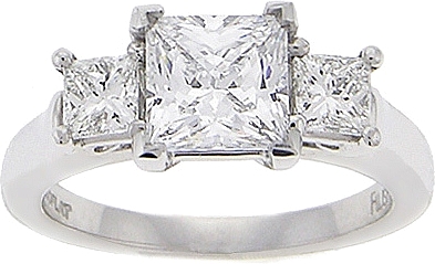 Precision Set Three Stone Princess Cut Engagement Ring 60ct Tw Ps This Image Shows The Setting With A 1 50ct Princess Cut Center Diamond