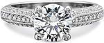 This image shows the setting with a 1.00ct round brilliant cut center diamond. The setting can be ordered to accommodate any shape/size diamond listed in the setting details section below.