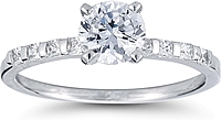 Princess Cut Bar Set Diamond Engagement Ring