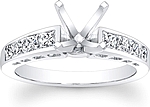 This image shows the setting with a head made to hold a 1.00ct round brilliant cut center diamond. The setting can be ordered to accommodate any shape/size diamond listed in the setting details section below.
