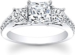 This image shows the setting with a 1.00ct princess cut center diamond. The setting can be ordered to accommodate any shape/size diamond listed in the setting details section below.