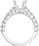 This image shows the setting made to hold a 1.00ct round brilliant cut center diamond. The setting can be ordered to accommodate any shape/size diamond listed in the setting details section below.

