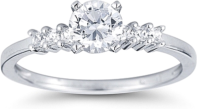 This image shows the setting with a 1.00ct round brilliant cut center diamond. The setting can be ordered to accommodate any shape/size diamond listed in the setting details section below.